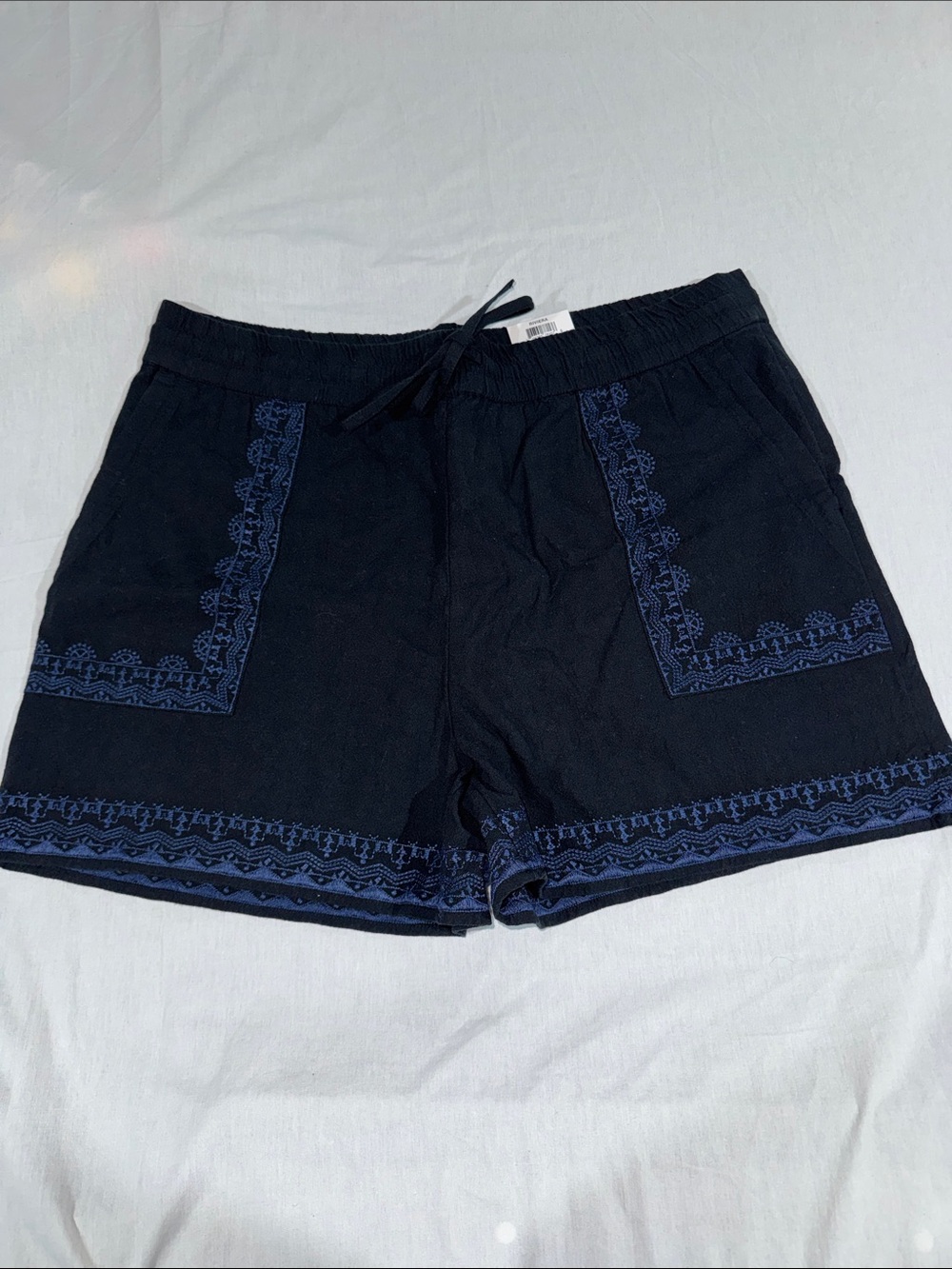 INC International Concepts Black Shorts with Navy Embroidery